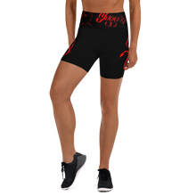 Load image into Gallery viewer, Slugg&#39;n Blk and red w Logo Yoga Shorts
