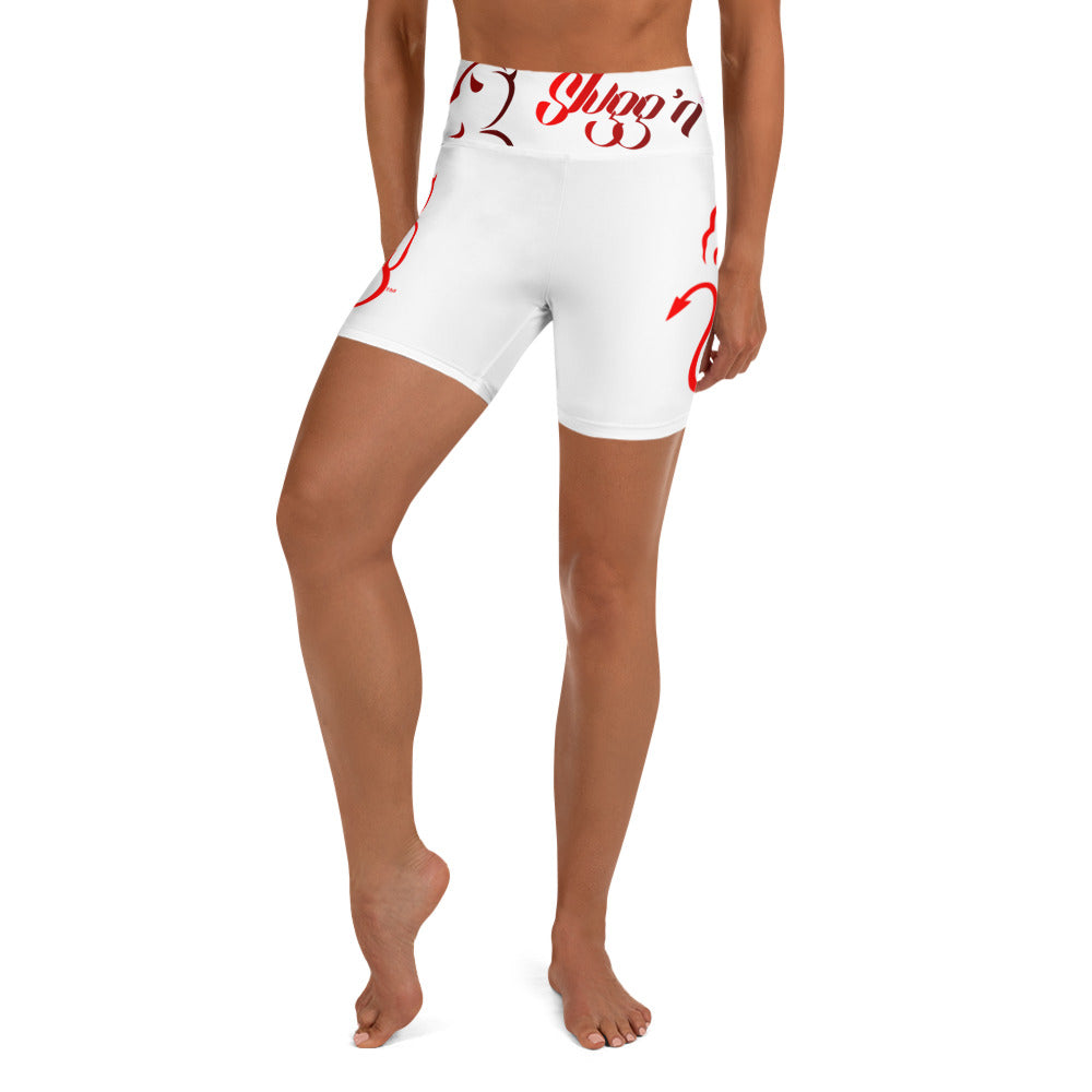 Slugg'n wht and red w logo Yoga Shorts